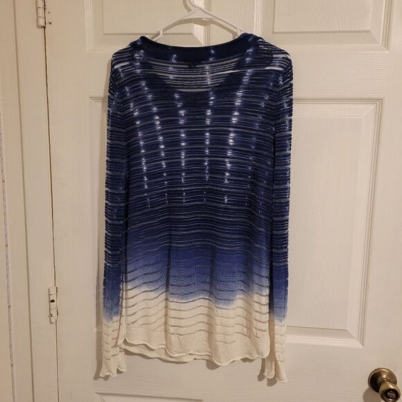 New directions long sleeve ombre sheer top - Picture 2 of 5